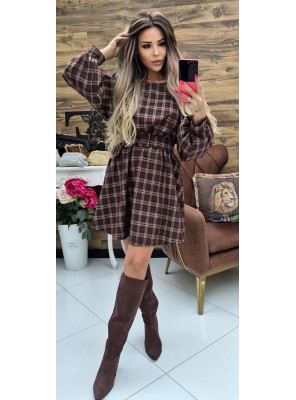 Рокля Pepita в кафяво